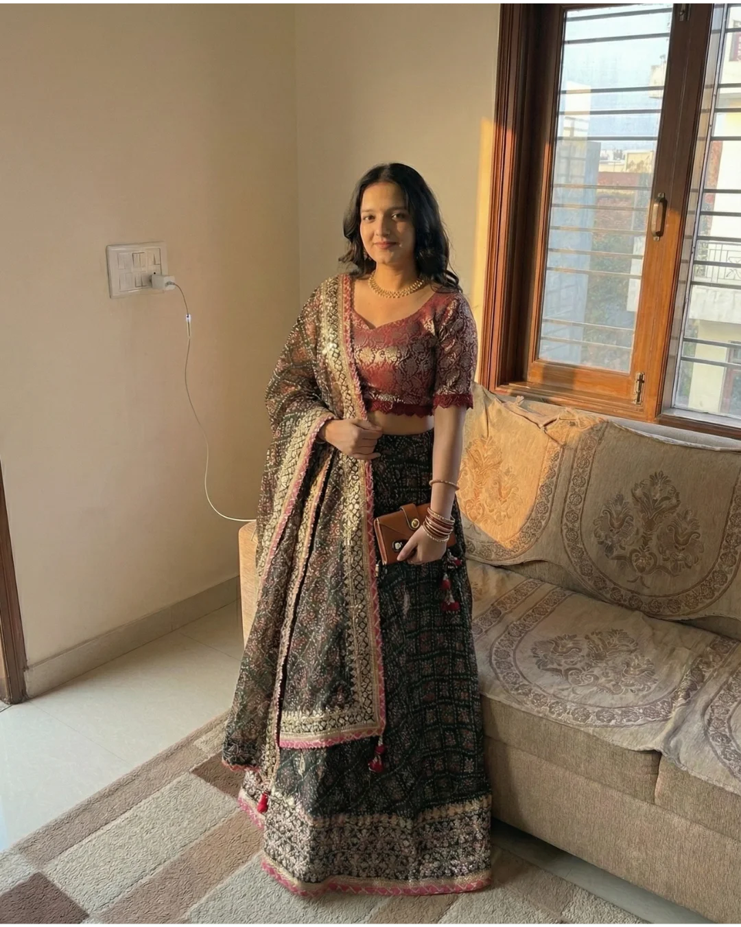 Ishita Agarwal Black Cocktail Kota Doria Lehenga review