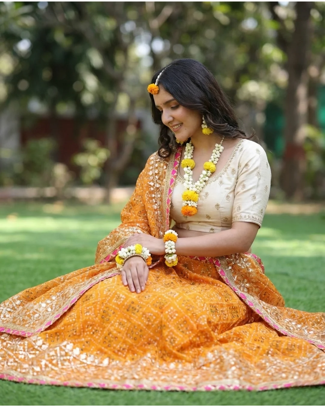 Kirti Saha Golden Yellow Haldi Dress Lehenga review