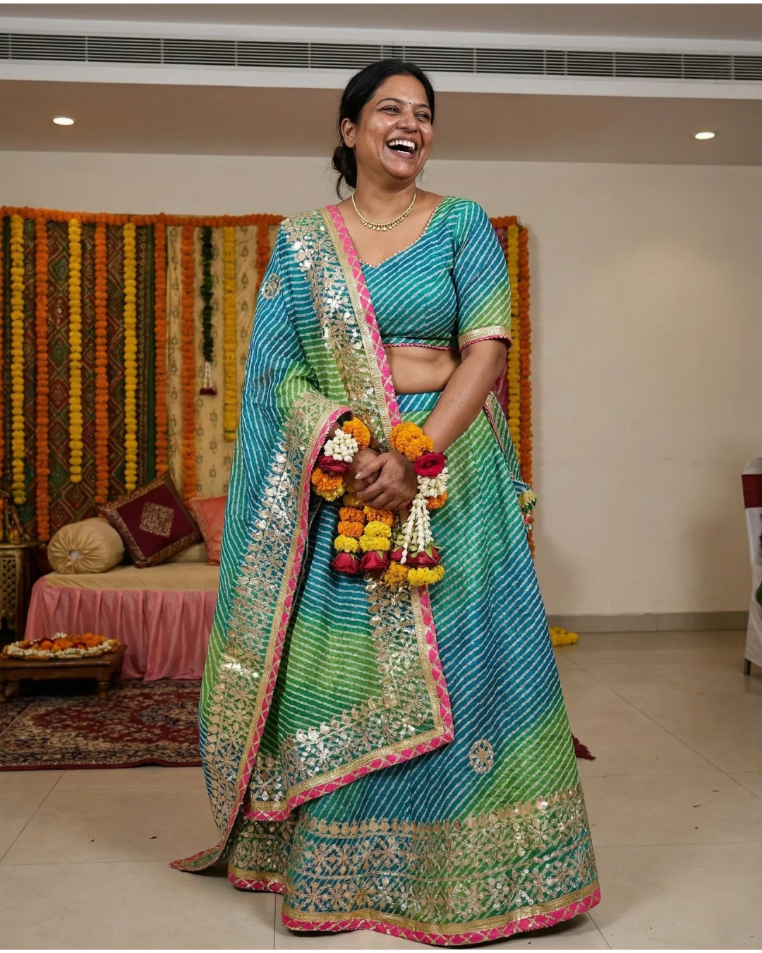 Kashish Singh Kota Doria Blue Rajasthan Leheriya Lehenga review