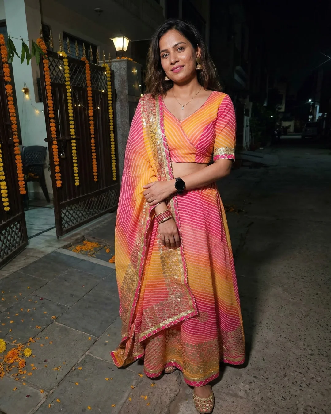 Paridhi Pink Leheriya Kota Doria Lehenga with Gota Patti Work review