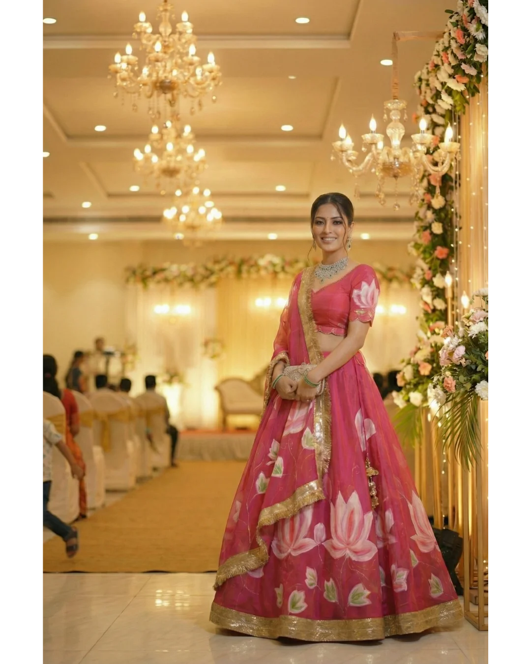 Priya Sharma Rani Pink Handpainted Chanderi Lehenga with Georgette Dupatta review