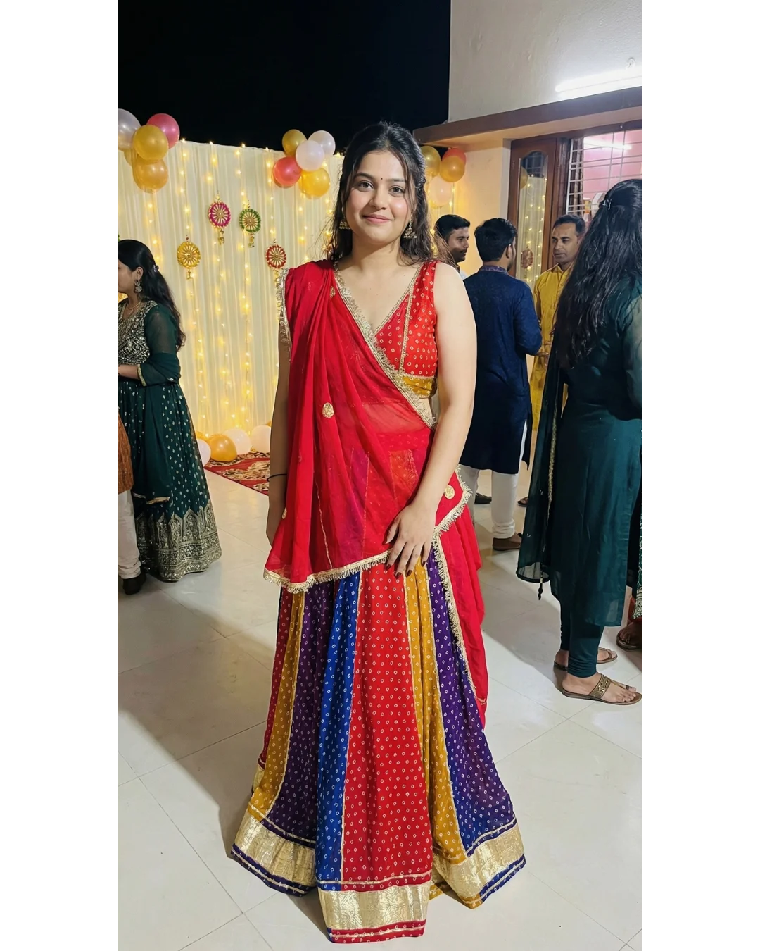 Kritika Sinha Vibrant Multicolour Rajasthani Bandhej Lehenga with Gota Patti Detailing review