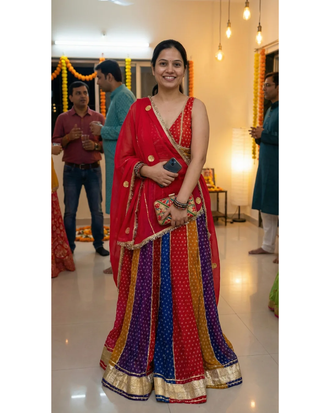 Tanya Rathore Vibrant Multicolour Rajasthani Bandhej Lehenga with Gota Patti Detailing review