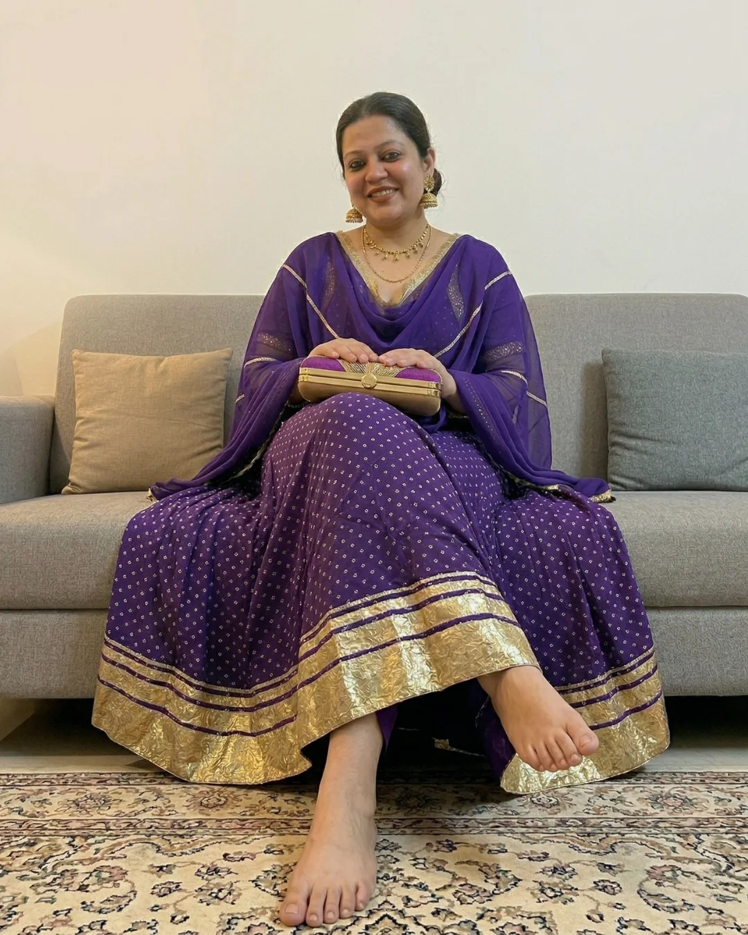Damini Tripathi Violet Bandhej Charm Georgette Lehenga review