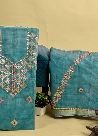 Festive Blue Gota Patti Suit