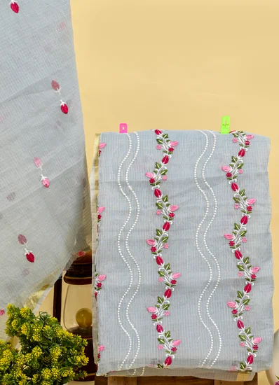 Grey Multicoloured Embroidered Suit