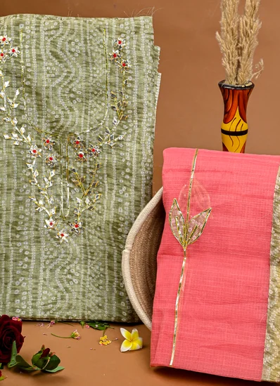 Light Green Kota Doria Gota Patti Elegance Suit