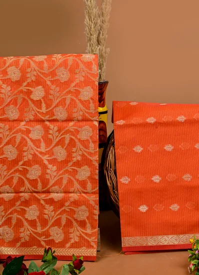Meena Bazaar Luxury Orange Zari Kota Suit