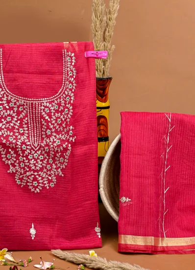 Zari Embellished Rani Kota Doria Suit