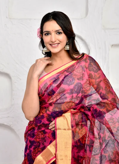 Rani Floral Silk Cotton Saree