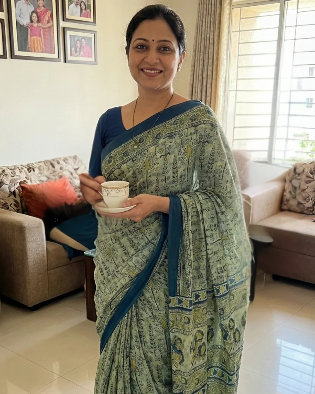 Rashmi Agarwal Aqua Blue Bagru India Designer Saree review